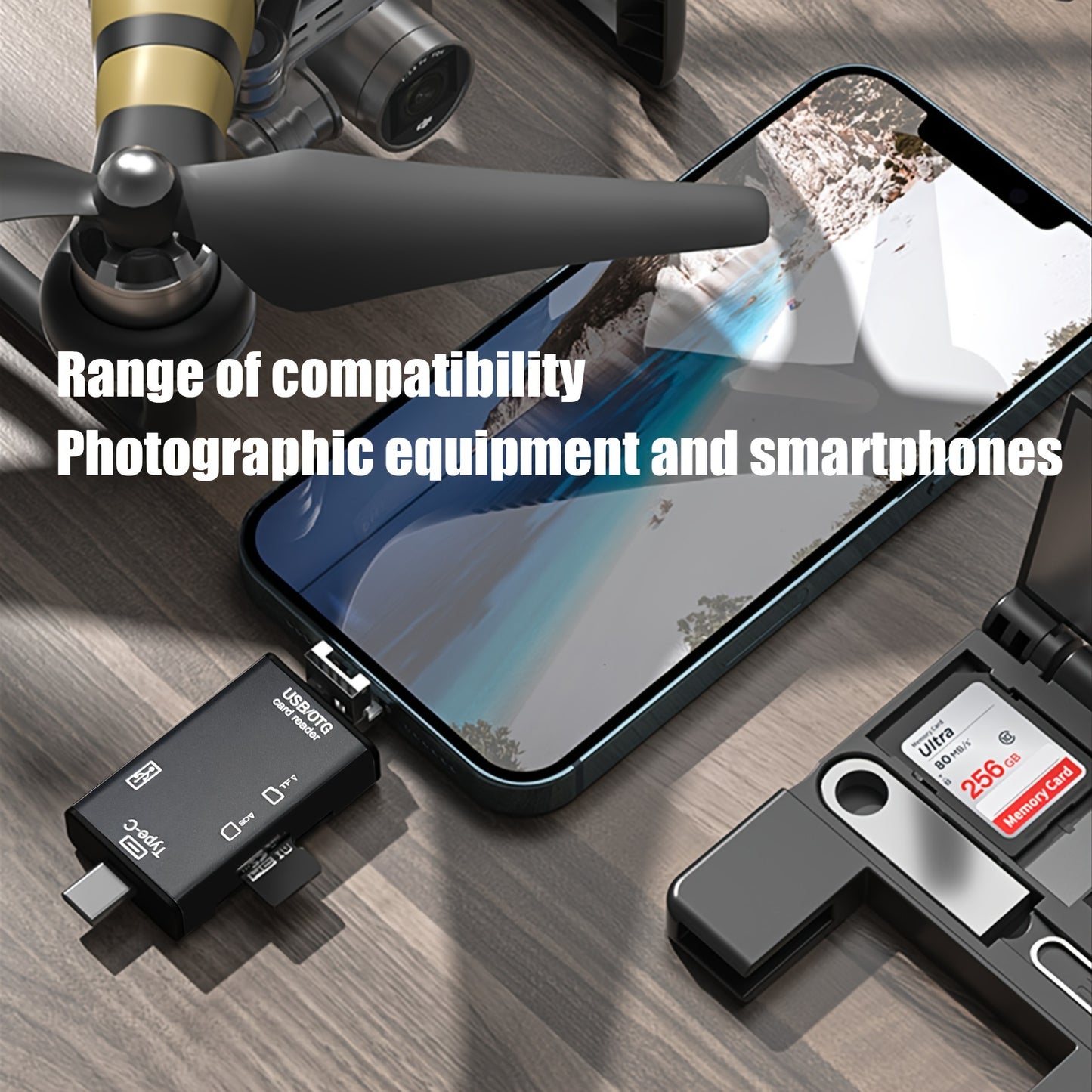 7-in-1 Multifunctional OTG Card Reader - High-Speed Micro SD Card Adapter with Storage Box for Digital Camera, Smartphone, Tablet - External U Disk, SD, TF Card Converter with OTG Function
