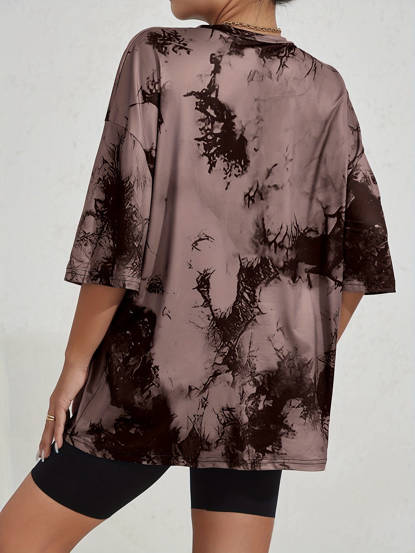 Oversized Tie Dye Print T-Shirt, Casual Crew Neck Short Sleeve T-Shirt For Spring & Summer, Women's Clothing