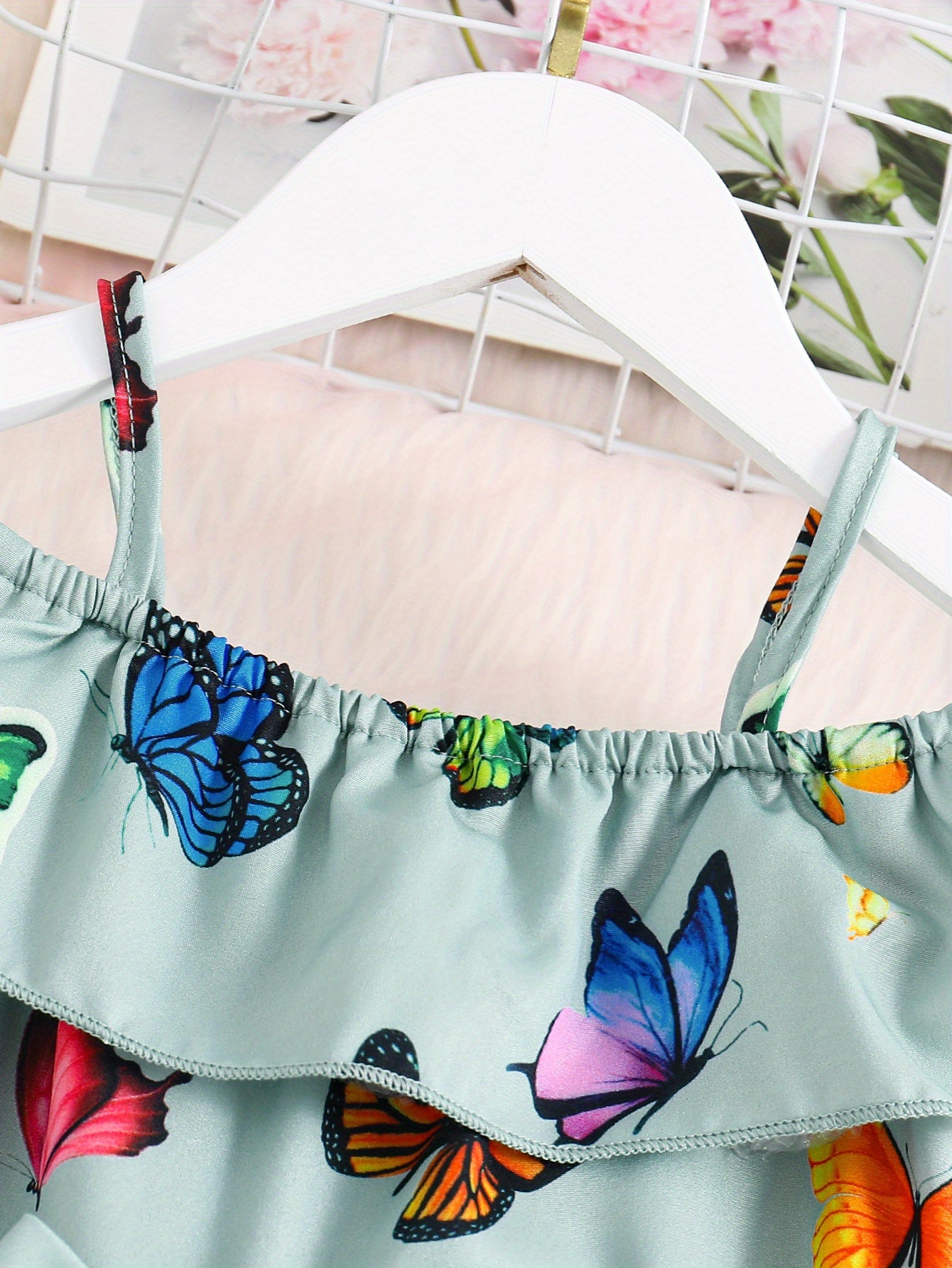Trendy Girls' Butterfly Romper with Ruffles and Belt - Perfect for Summer!