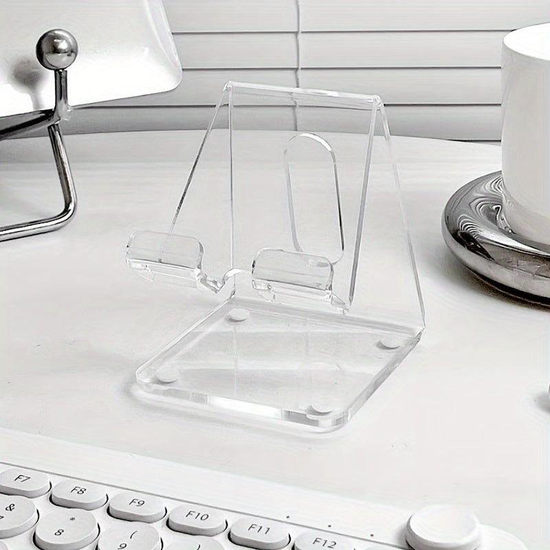 Clear Acrylic Phone Stand, ABS Material, Universal Desktop Smartphone Holder with Non-Slip Pads and Charging Hole, Ergonomic Design for All Smartphones 4-8 Inches - Office Desk Accessories