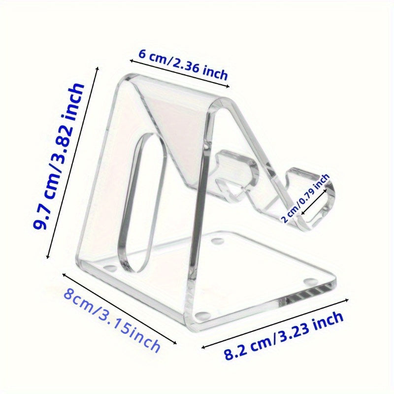 Clear Acrylic Phone Stand, ABS Material, Universal Desktop Smartphone Holder with Non-Slip Pads and Charging Hole, Ergonomic Design for All Smartphones 4-8 Inches - Office Desk Accessories
