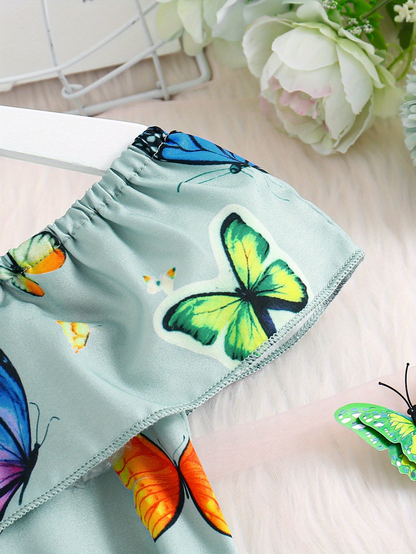Trendy Girls' Butterfly Romper with Ruffles and Belt - Perfect for Summer!