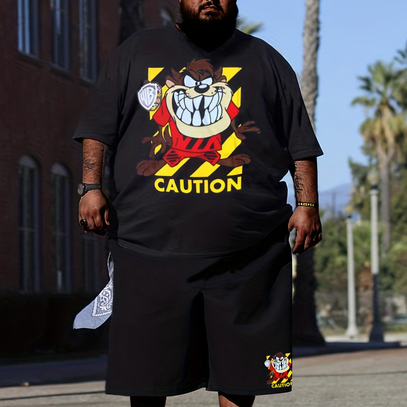 Men's Plus Size Animal Graphic Print T-shirt and Shorts Set - Perfect for Summer Street Style and Big & Tall Males