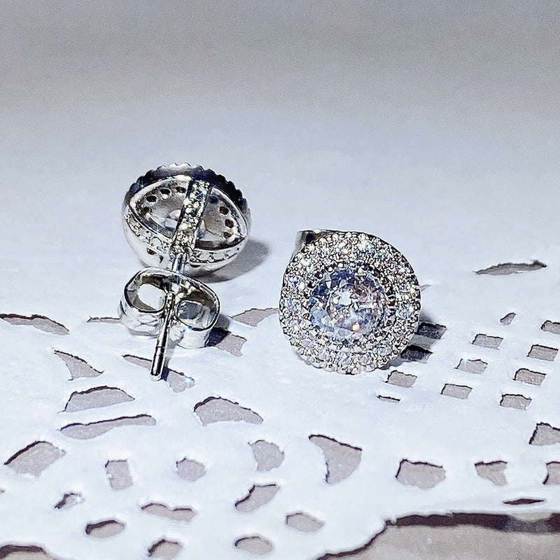 Luxurious Genuine Brilliance Micro Paved White Cubic Zirconia Stud Earrings for Women - Sparkling Engagement Statement Jewelry, Nickel-Free Copper Backing, Ideal for Weddings and Formal Events, Wedding Earrings | Sparkling Ea