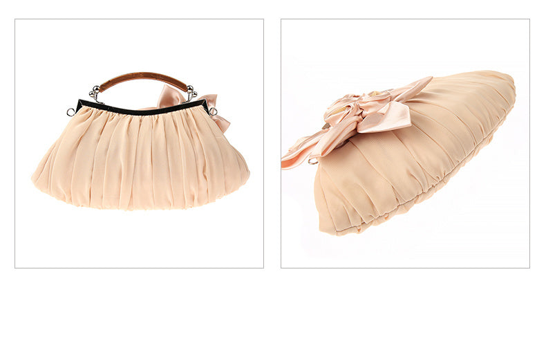 Floral Decor Clutch Bag, Elegant Ruched Detail Handbag, Women's Trendy Chain Shoulder Bag For Party