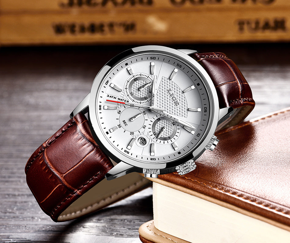 Watches Mens 2022 LIGE Top Brand Luxury Casual Leather Quartz Men's Watch Business Clock Male Sport Date Chronograph