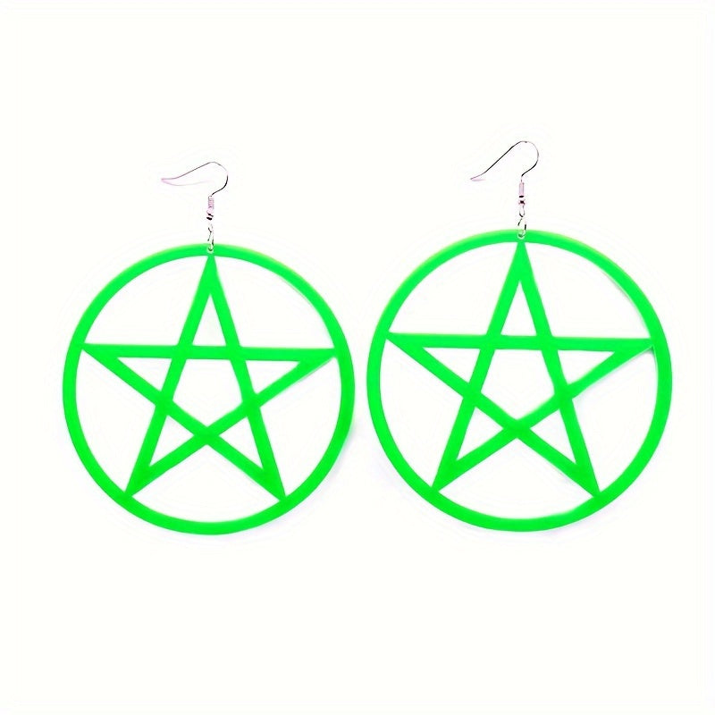 Elegant Star Pendant Hoop Earrings for Women - Chic Resin Circle Design, Fashionable Accessory, Novelty Earrings