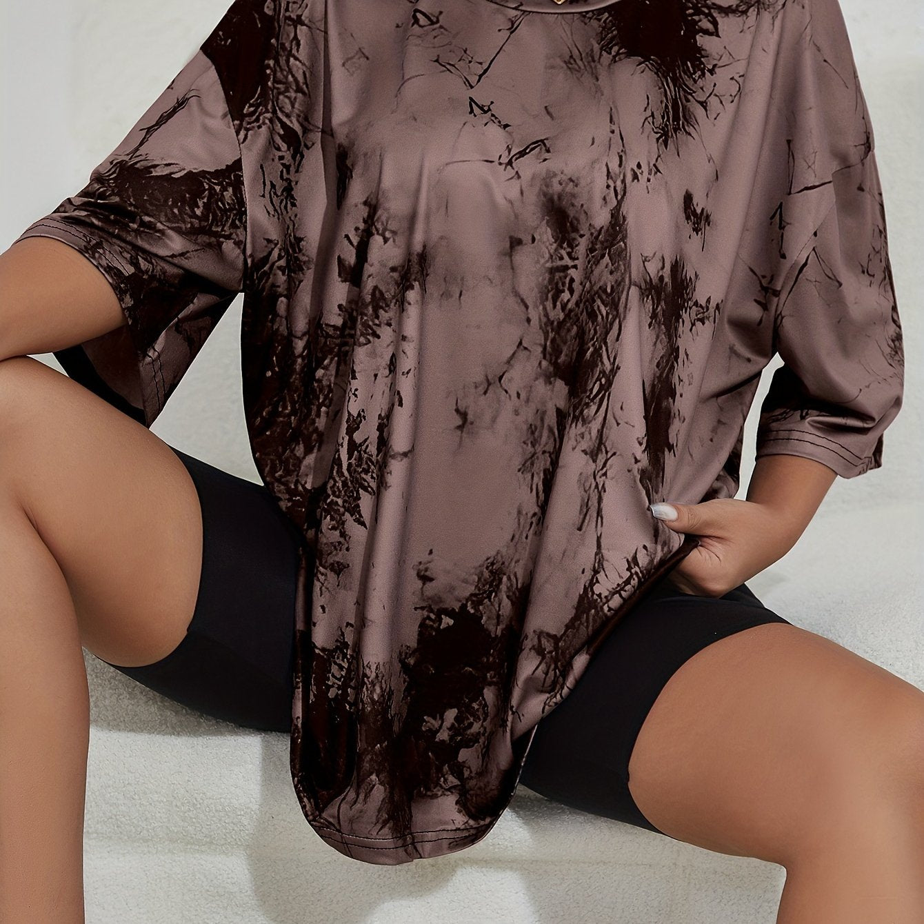 Oversized Tie Dye Print T-Shirt, Casual Crew Neck Short Sleeve T-Shirt For Spring & Summer, Women's Clothing