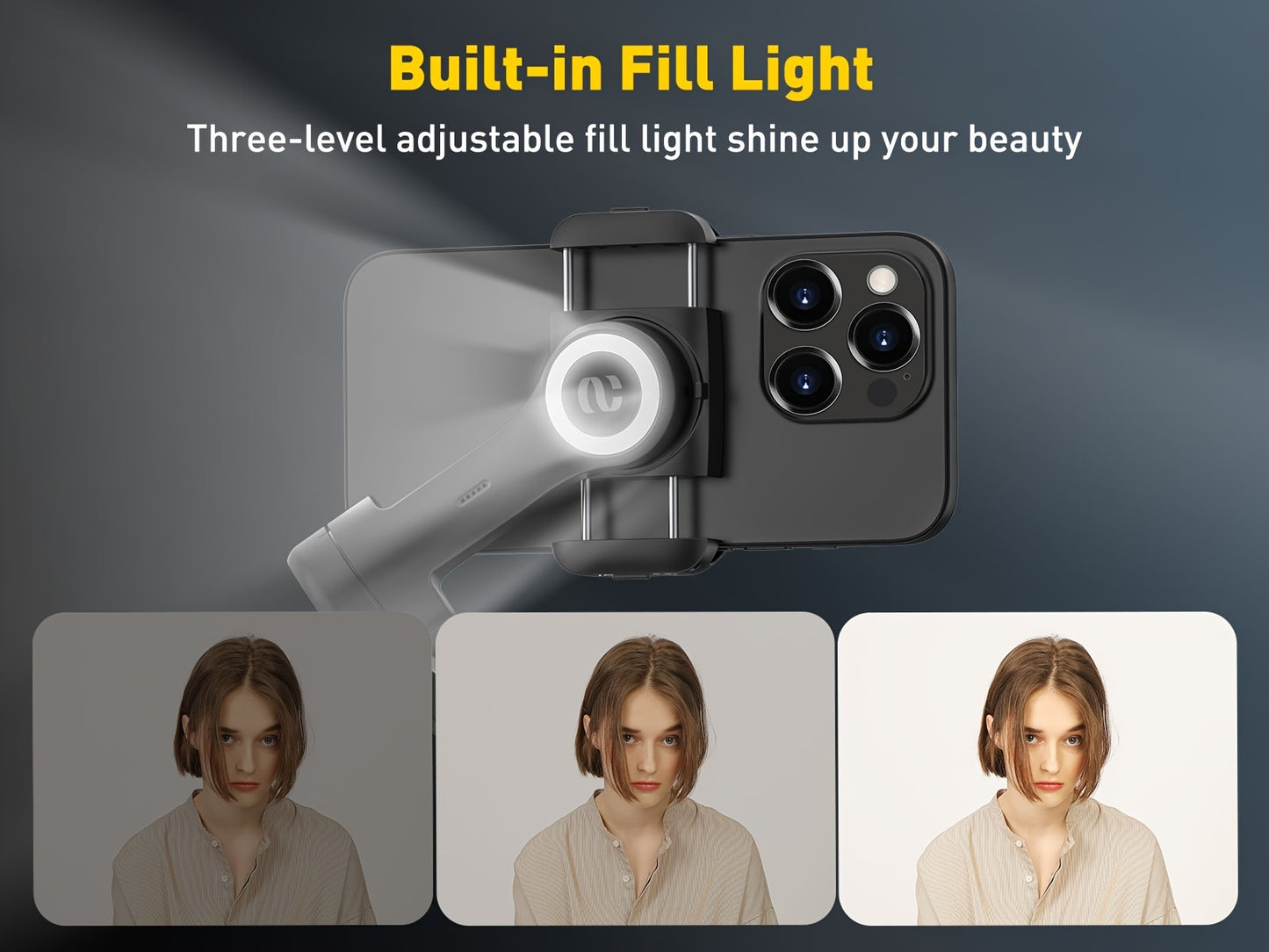 Smart X Pro 3-Axis Foldable Smartphone Gimbal Stabilizer - LED Light, Video Recording, Vlogging Kit for iPhone 15/14/13 Pro Max - Compact, Portable, and Easy to Use