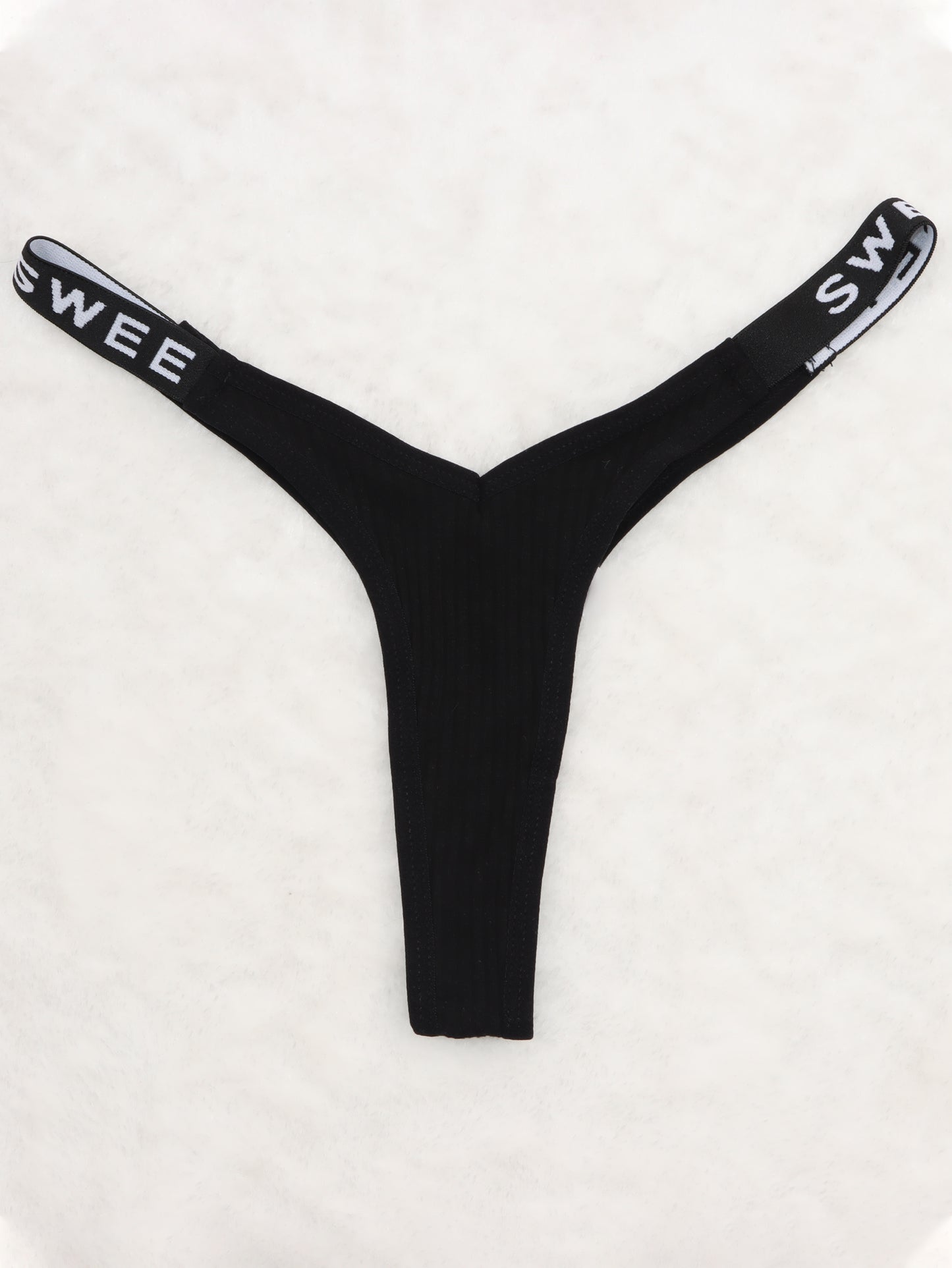 thong panties - Letter Print Tape Thong Panties - Comfort & Breathable Ribbed - Unleash Your Inner Confidence