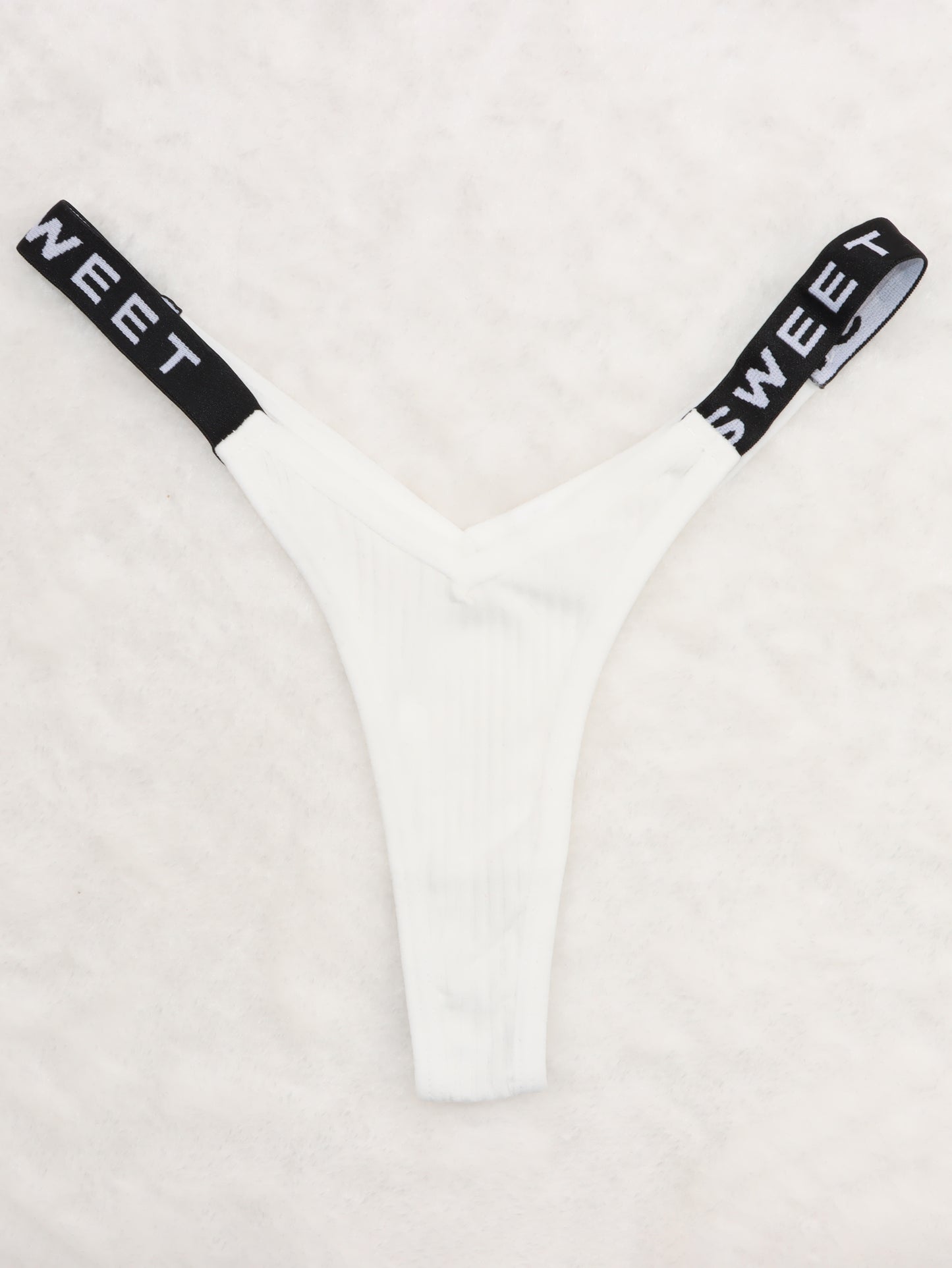 thong panties - Letter Print Tape Thong Panties - Comfort & Breathable Ribbed - Unleash Your Inner Confidence
