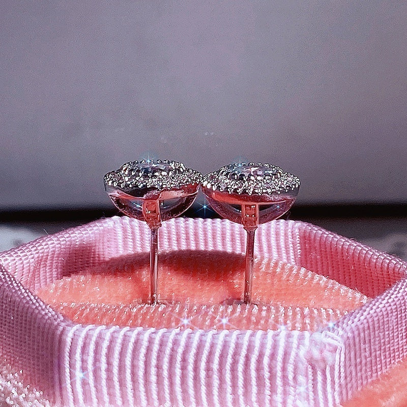 Luxurious Genuine Brilliance Micro Paved White Cubic Zirconia Stud Earrings for Women - Sparkling Engagement Statement Jewelry, Nickel-Free Copper Backing, Ideal for Weddings and Formal Events, Wedding Earrings | Sparkling Ea