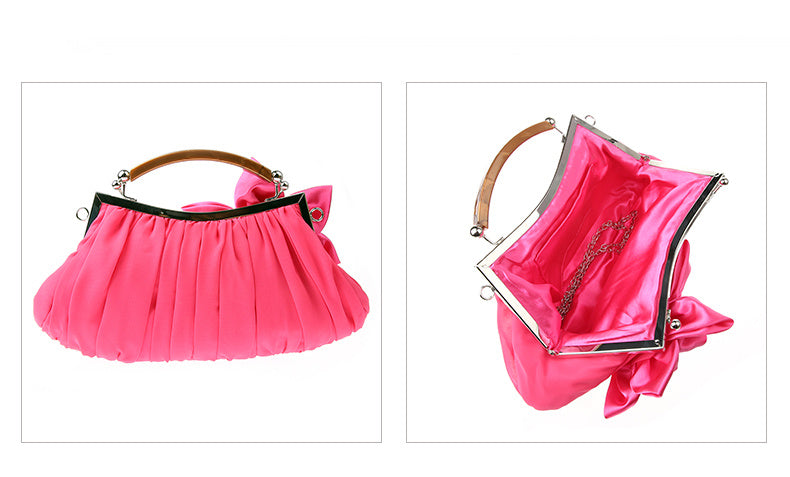 Floral Decor Clutch Bag, Elegant Ruched Detail Handbag, Women's Trendy Chain Shoulder Bag For Party