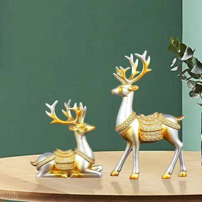2pcs/set Elegant Deer Ornaments for Home Decor and Weddings - Ideal Housewarming and Living Room Gifts