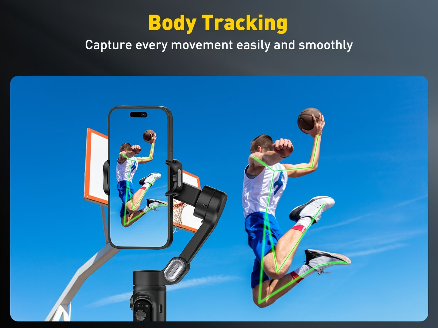 Smart X Pro 3-Axis Foldable Smartphone Gimbal Stabilizer - LED Light, Video Recording, Vlogging Kit for iPhone 15/14/13 Pro Max - Compact, Portable, and Easy to Use
