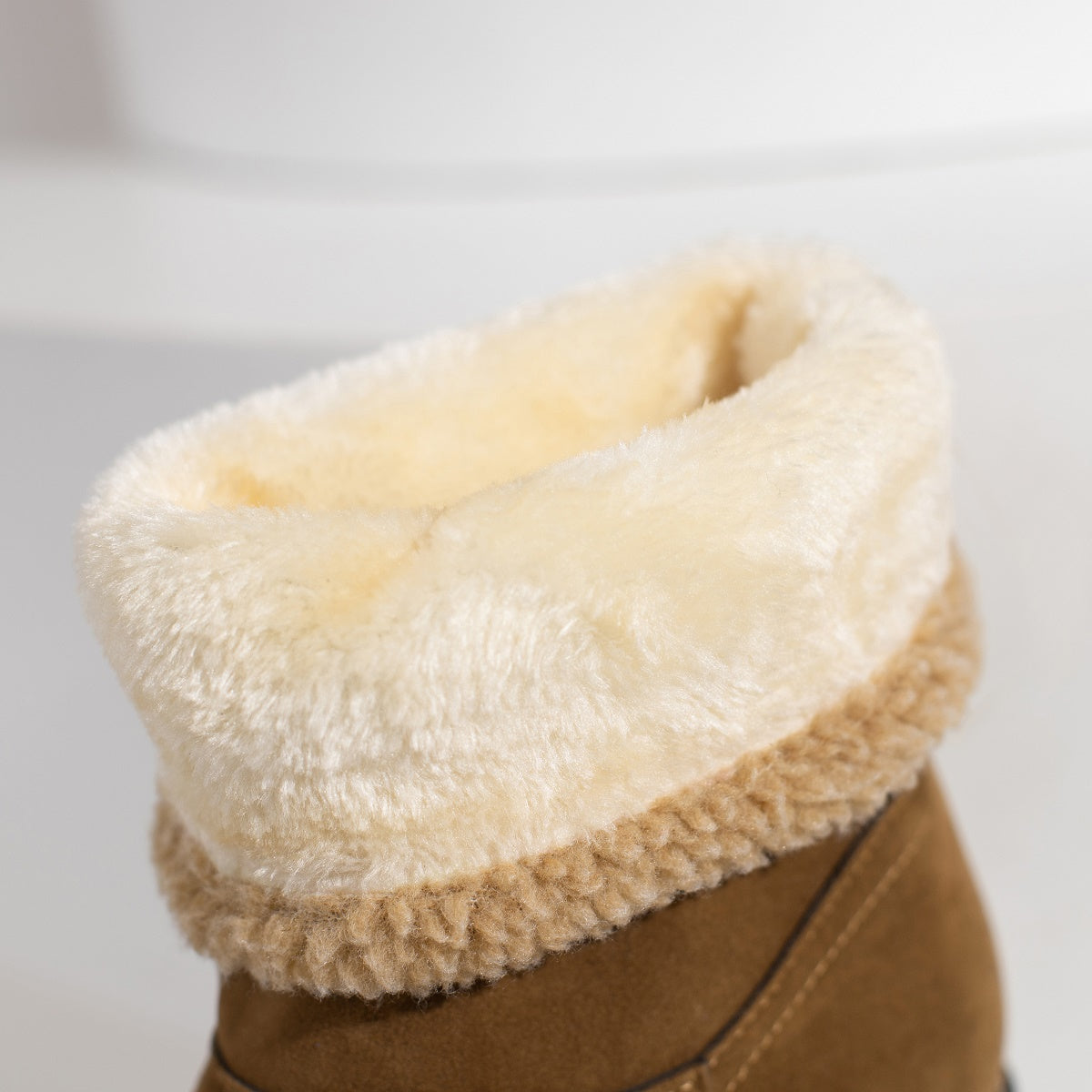 Mid Calf Snow Boots for Women - Stacked Block Heel, Plush Round Toe, Thermal Insulation, Slip-On Design, Solid Color, Winter Warmth and Comfort Shoes