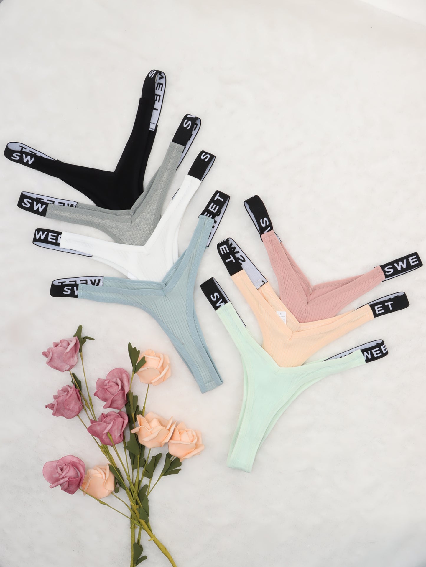 thong panties - Letter Print Tape Thong Panties - Comfort & Breathable Ribbed - Unleash Your Inner Confidence