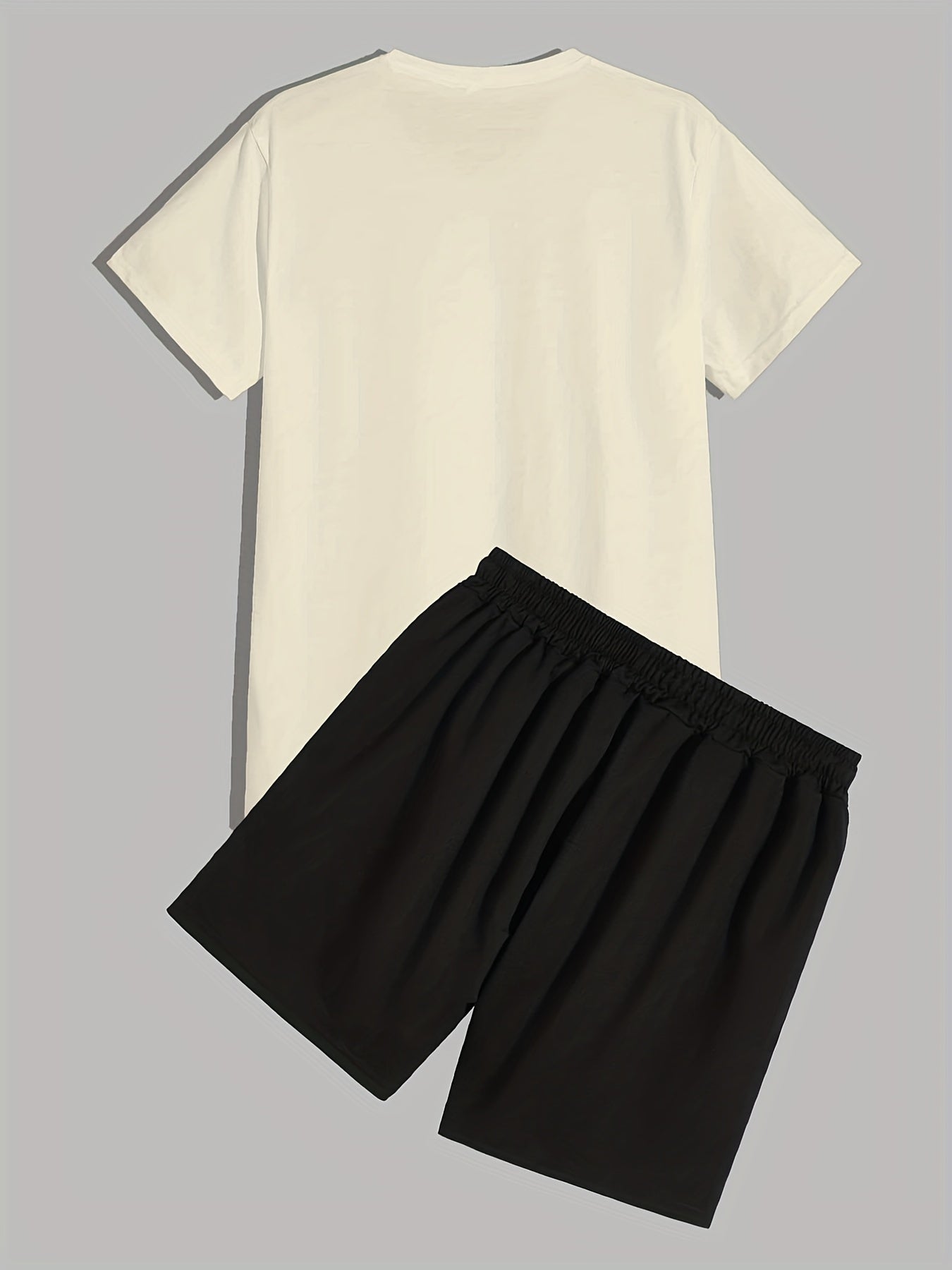 Urban Area, Men's 2pcs, Short Sleeve Round Neck T-Shirt And Drawstring Shorts Set