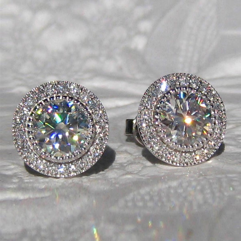 Luxurious Genuine Brilliance Micro Paved White Cubic Zirconia Stud Earrings for Women - Sparkling Engagement Statement Jewelry, Nickel-Free Copper Backing, Ideal for Weddings and Formal Events, Wedding Earrings | Sparkling Ea