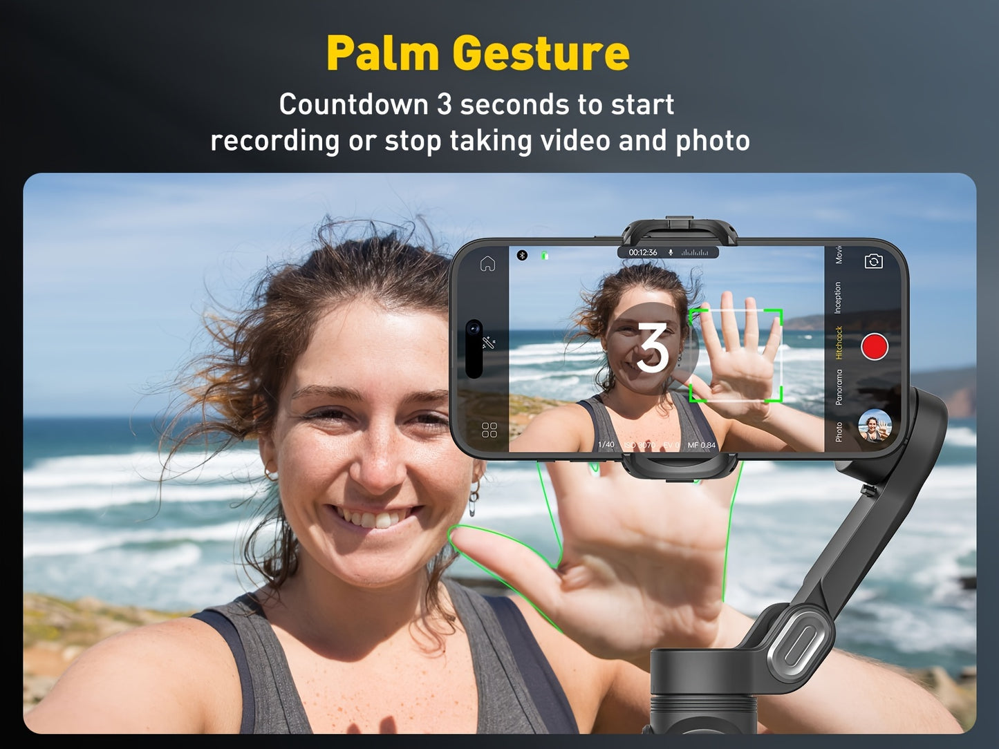 Smart X Pro 3-Axis Foldable Smartphone Gimbal Stabilizer - LED Light, Video Recording, Vlogging Kit for iPhone 15/14/13 Pro Max - Compact, Portable, and Easy to Use