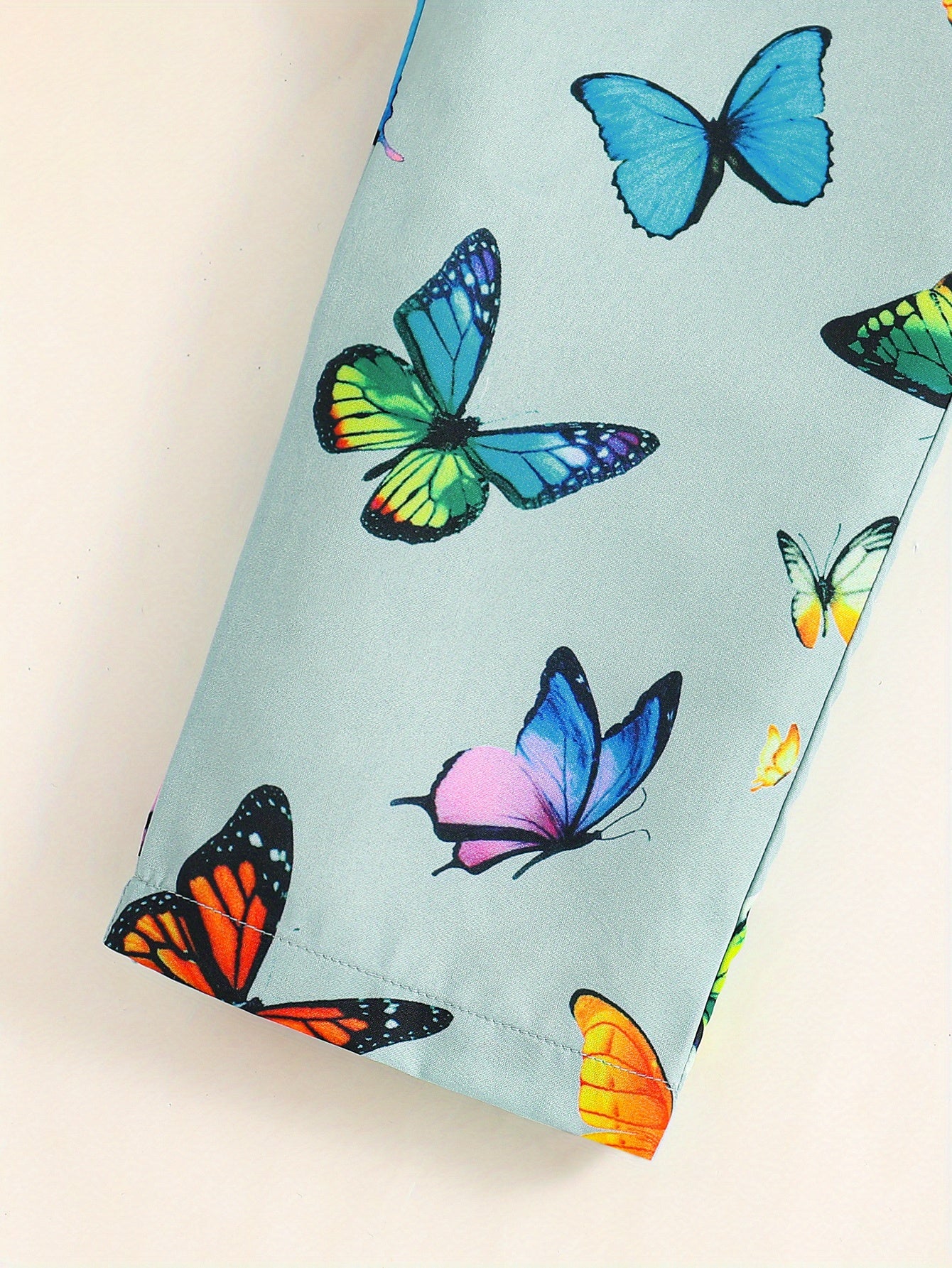 Trendy Girls' Butterfly Romper with Ruffles and Belt - Perfect for Summer!
