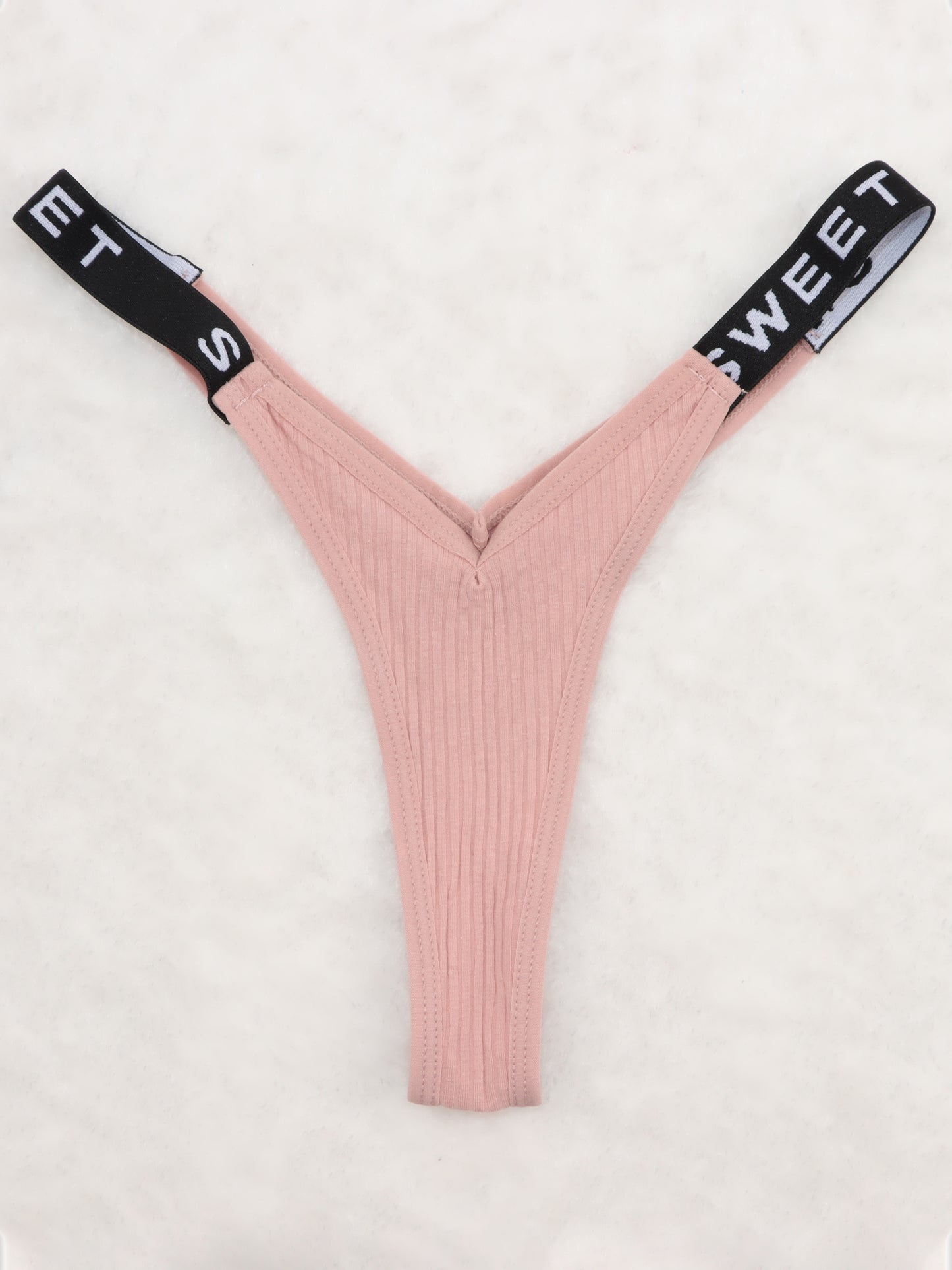 thong panties - Letter Print Tape Thong Panties - Comfort & Breathable Ribbed - Unleash Your Inner Confidence
