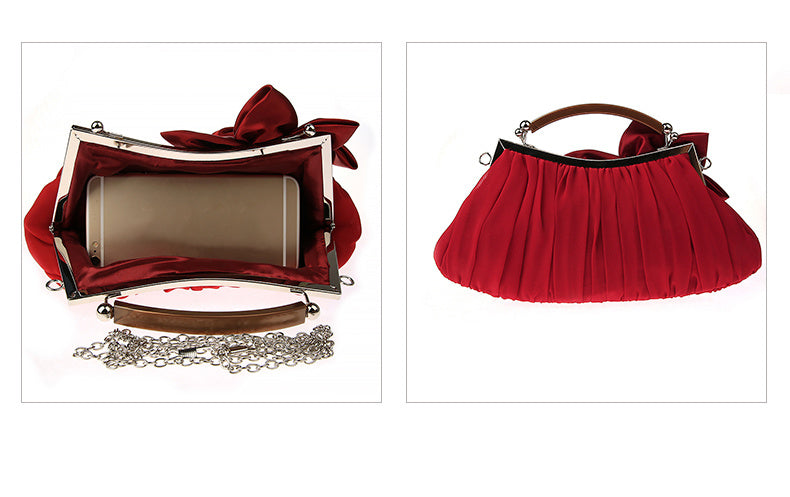 Floral Decor Clutch Bag, Elegant Ruched Detail Handbag, Women's Trendy Chain Shoulder Bag For Party