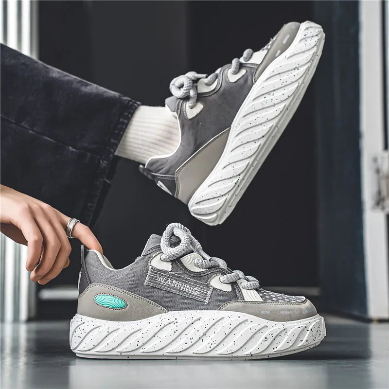 Chunky Men Canvas Sneakers Tennis Man Trend 2023 Casual Skateboarder Shoes Black Man Autumn Comfort Anti Slip Mens Footwear Rest