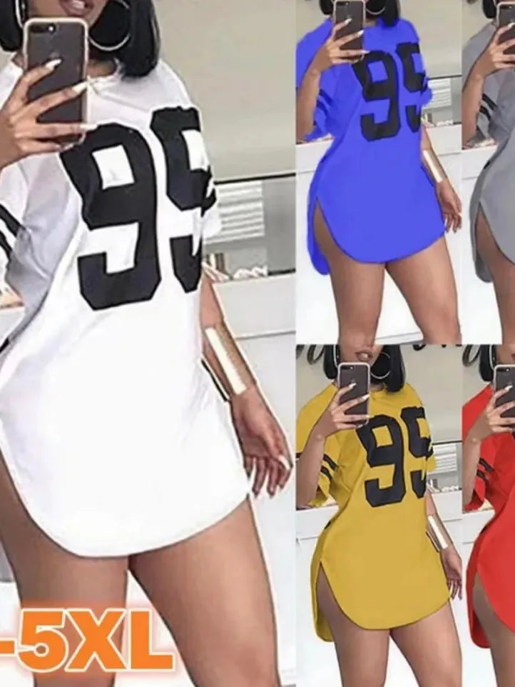 Woman's Tshirts Superior Quality Spring/summer Letters Loose O Neck Short Sleeve Fashion Ladies Tops T Shirt Dress SJL9