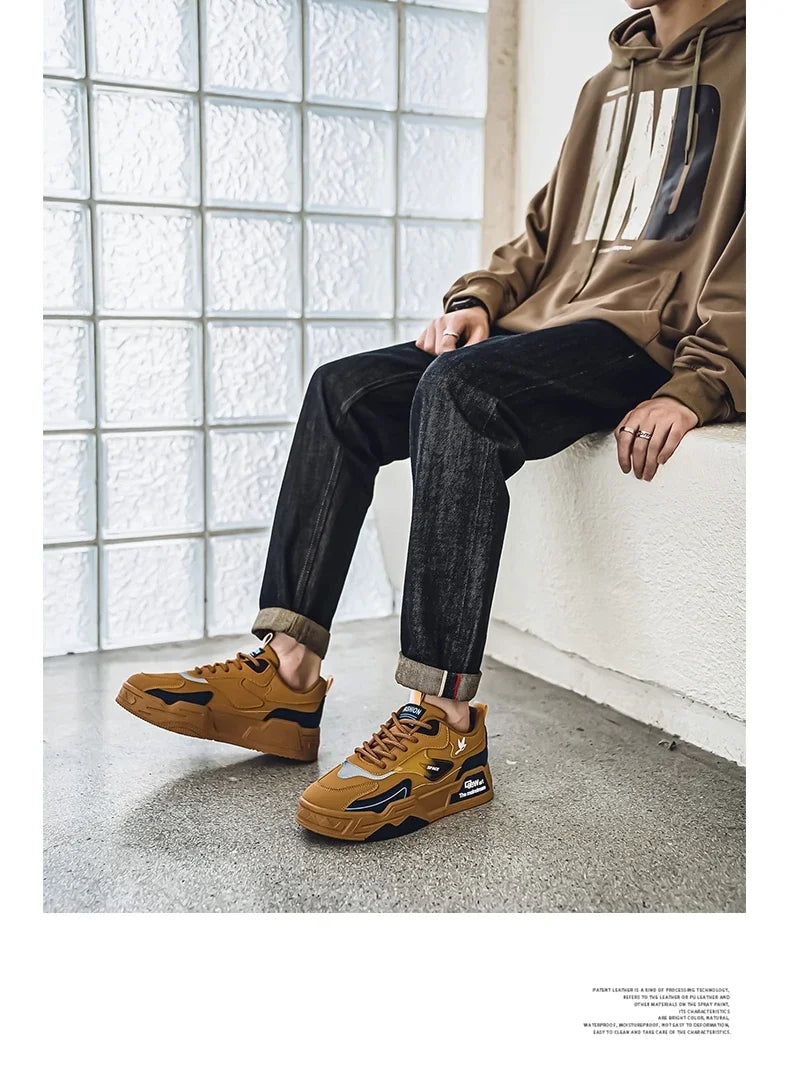 2025 Autumn New Casual Sports Shoes Men's Leather Low-Top Fashion Trend Easiest for Match Running Shoes Men's Skateboard Shoes