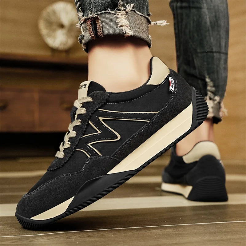 Sneakers Casual Mens Designer Retro Running Shoes Fashion Microfiber Leather Fabric Breathable Increased Internal Platform Shoes