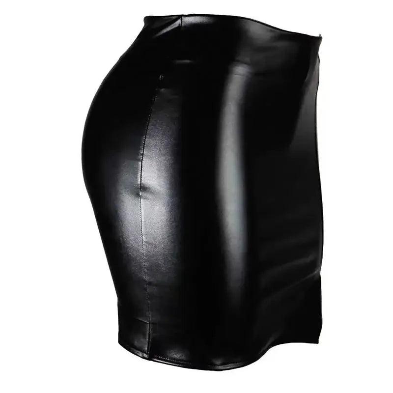 Sexy High Waist Wrapped Hip Leather Skirt for Women Comfortable Bla Sle 2024 Autumn Season Other Material 00%