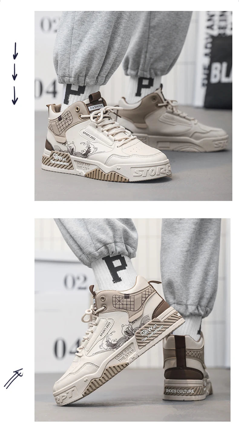High-Top Men Casual Shoes Fashion Non-Slip Men Sneakers Breathable Lace Up Walking Shoes Male Flat Tenis Shoes Zapatillas Hombre