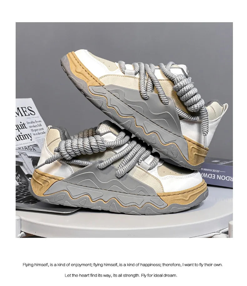 Men Casual Sneaker New Plush Lining White Sports Shoes Anti Slip Comfort Male Students Running Thick Soled Lace Up Shoes