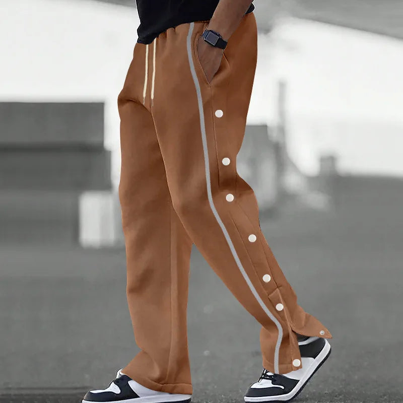 2024 Casual Sports Breasted Pants Men's Autumn New Button Loose Straight Drawstring Oversized Sweatpants Trousers Free shipping