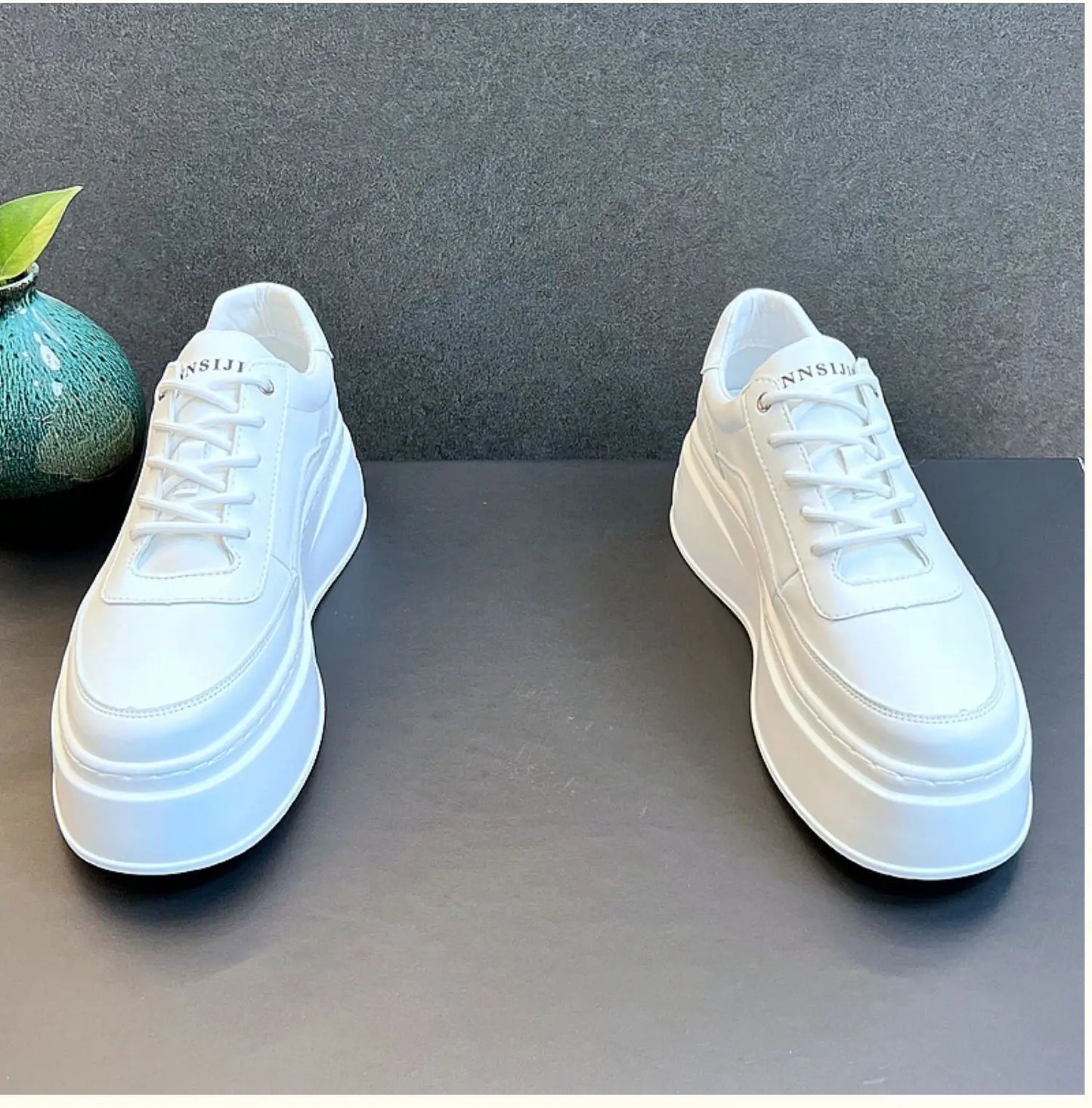 Men's Height Increasing Shoes New White Fashion Breathable Thick Soled Flat Shoes Trend Versatile Casual Board Shoes man