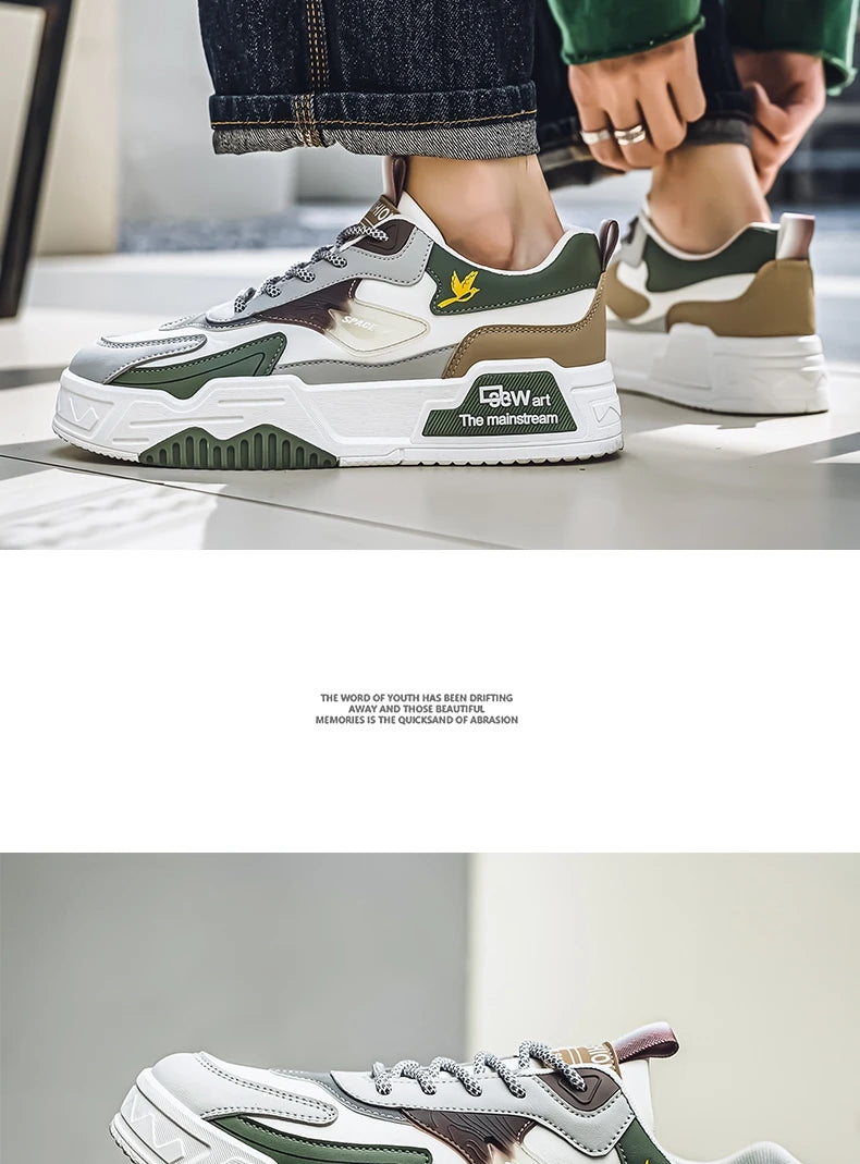 New Men's Leather Low-Top Fashion Easiest for Match Running Shoes Men's Skateboard Shoes Suitable for Outdoor Sports