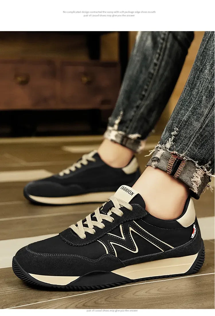Sneakers Casual Mens Designer Retro Running Shoes Fashion Microfiber Leather Fabric Breathable Increased Internal Platform Shoes