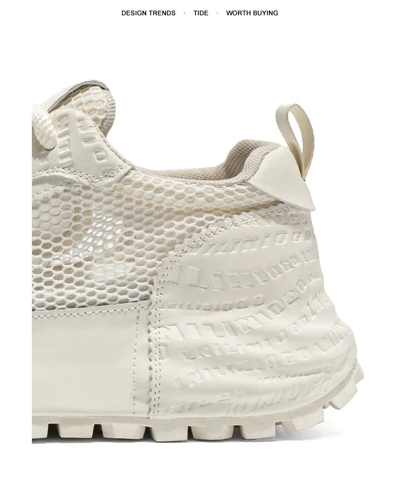 New 2025 Spring Large-mesh, High-quality Lace-up Mesh, High-quality Breathable and Fashionable Thick-soled Casual Shoes