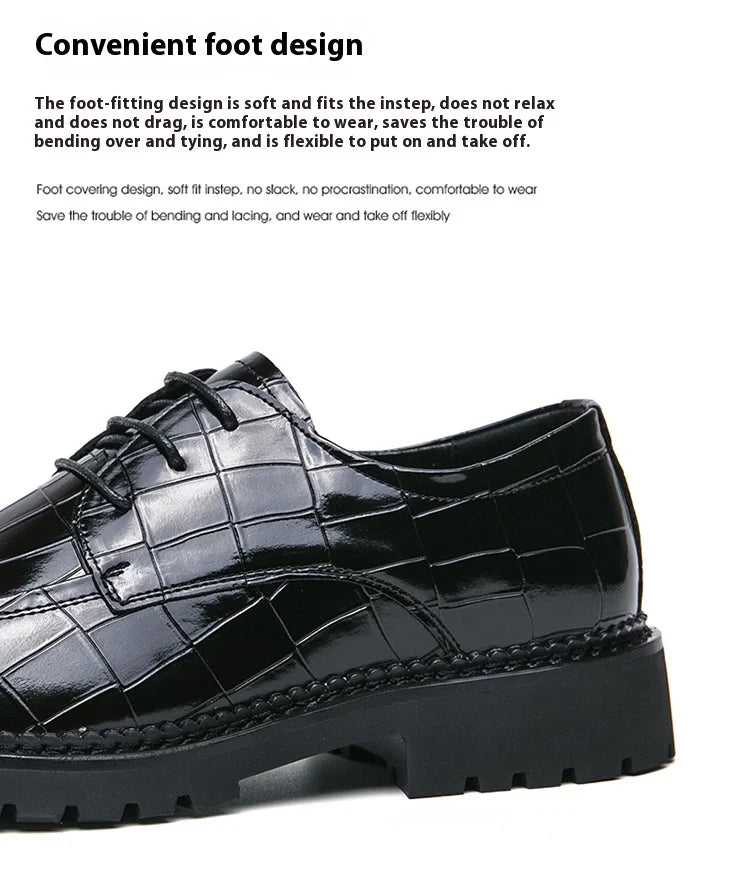 Business shoes British casual shoes Increase leather shoes Korean version breathable lace-up hair stylist men's shoes