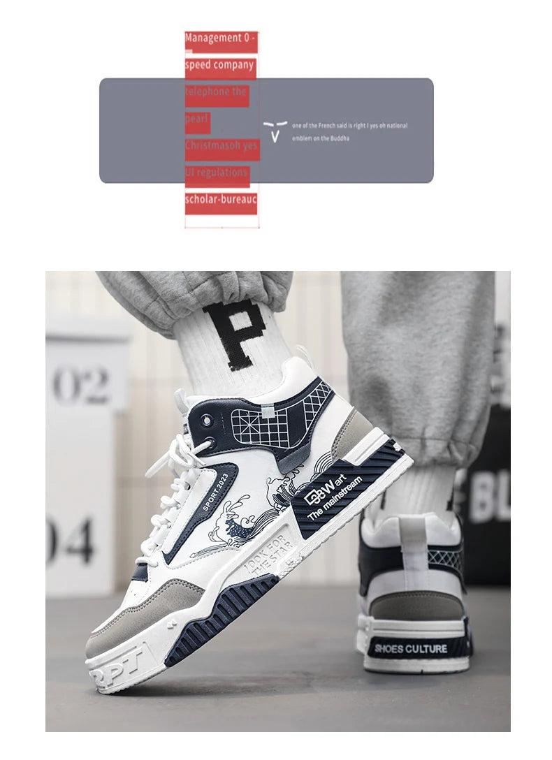 High-Top Men Casual Shoes Fashion Non-Slip Men Sneakers Breathable Lace Up Walking Shoes Male Flat Tenis Shoes Zapatillas Hombre