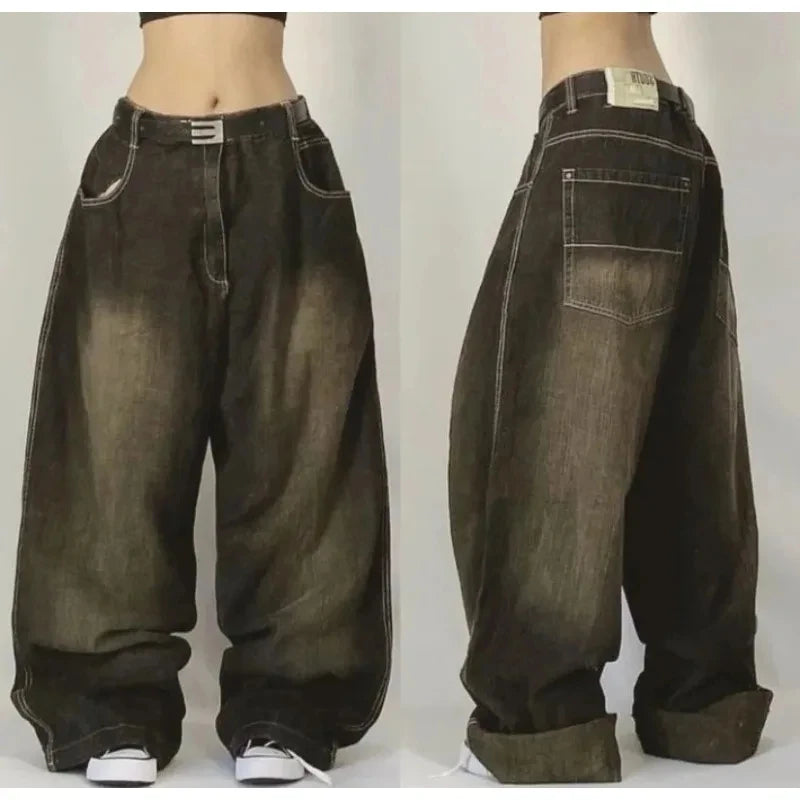 Streetwear Fashion New Oversized Print Baggy Jeans Men Y2K Harajuku Vintage Pop Gothic High Waist Casual Wide Leg Pants Trousers