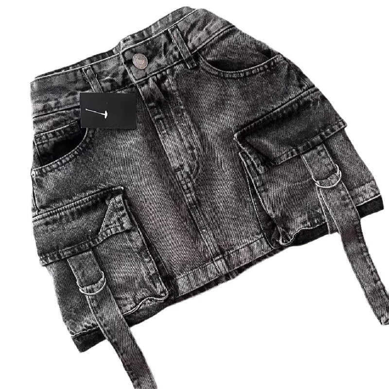 Euphoria Women Vintage Y2K Style High Street Pockets Sexy Skirts 2025 Spring Casual High Waist Vintage Hotsweet Mini Denim Skirt