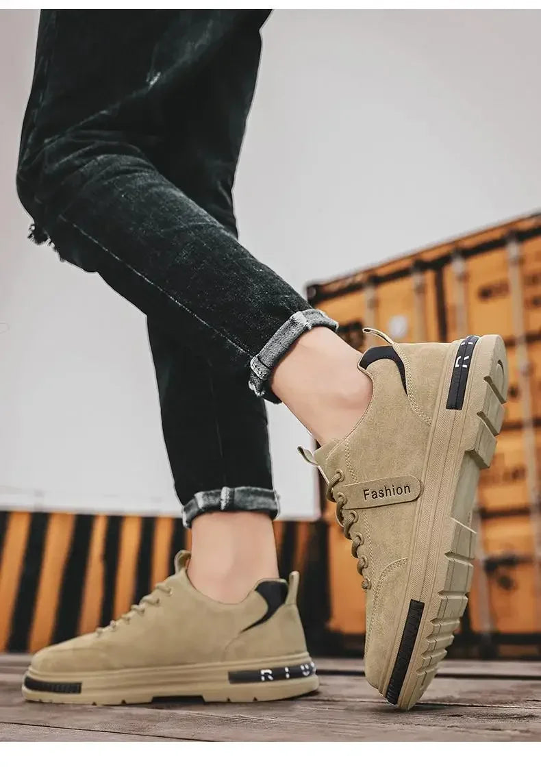 Men's new breathable labor protection shoes, men's trendy and versatile anti slip sports board shoes, workwear shoes