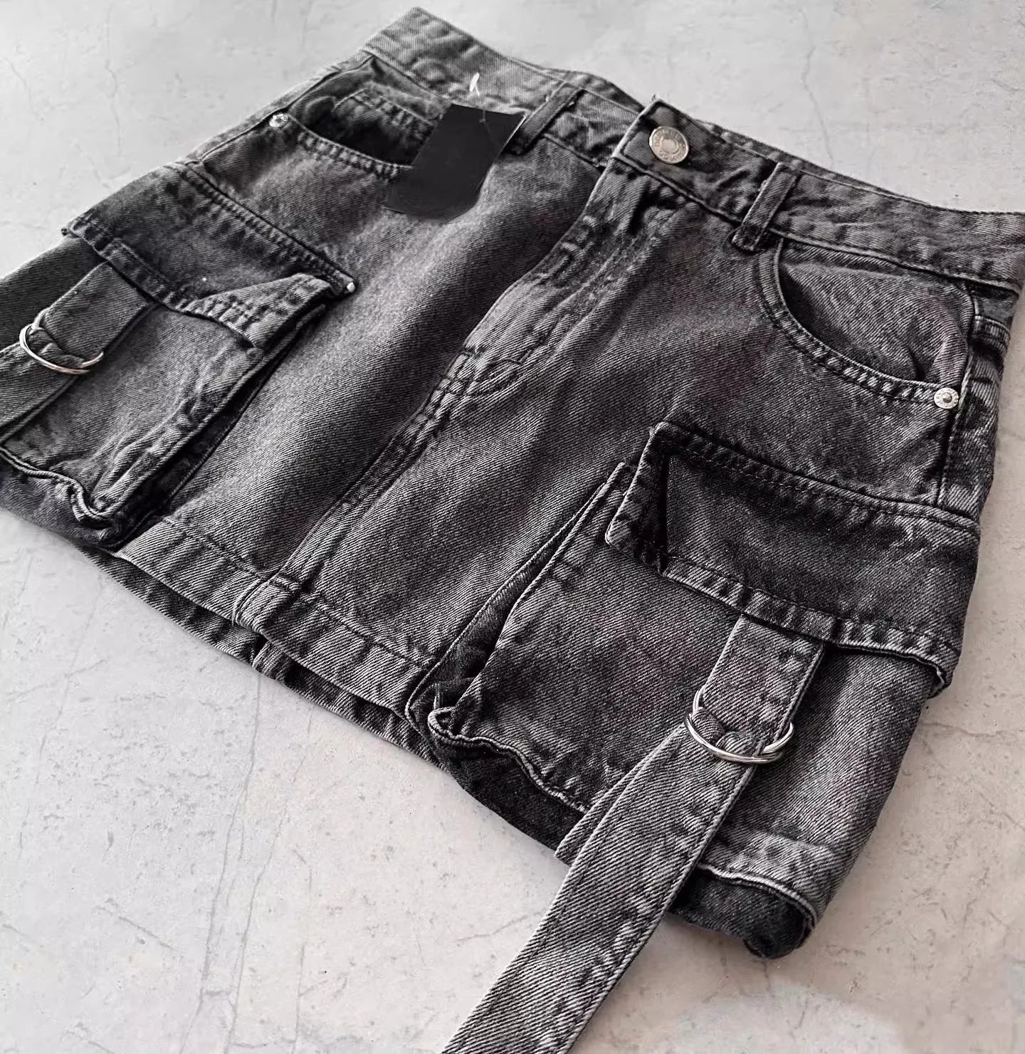 Euphoria Women Vintage Y2K Style High Street Pockets Sexy Skirts 2025 Spring Casual High Waist Vintage Hotsweet Mini Denim Skirt