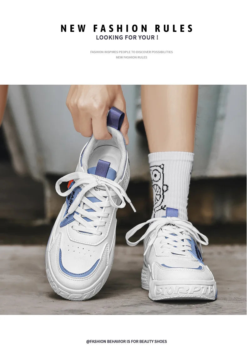 2025 summer new all-in-one fashion leisure sports youth thick sole fashion shoes small white shoes men's board shoes light