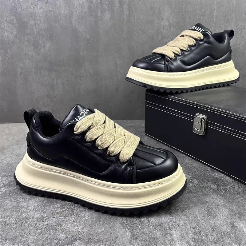 Men's Sneakers Chunky Sneaker 2025Fashion Designer Shoes Man Casual Leather Increased Internal Platform Board Shoes Outdoor Shoe