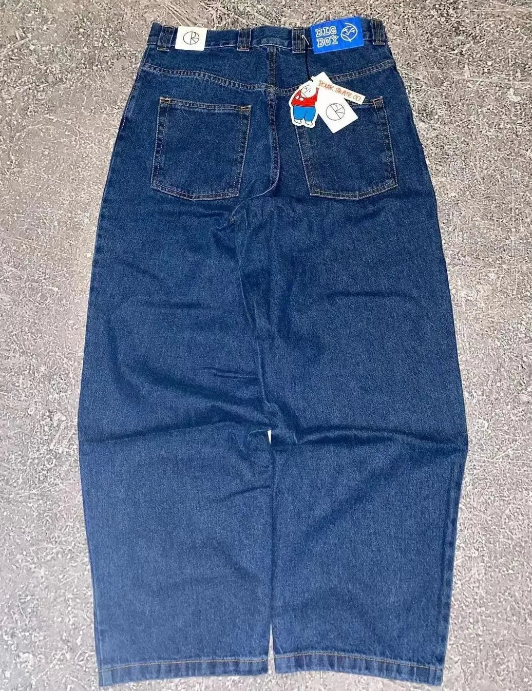 European and American oversized pocket washed wide leg straight leg jeans men's y2k Harajuku high street denim wide leg pants