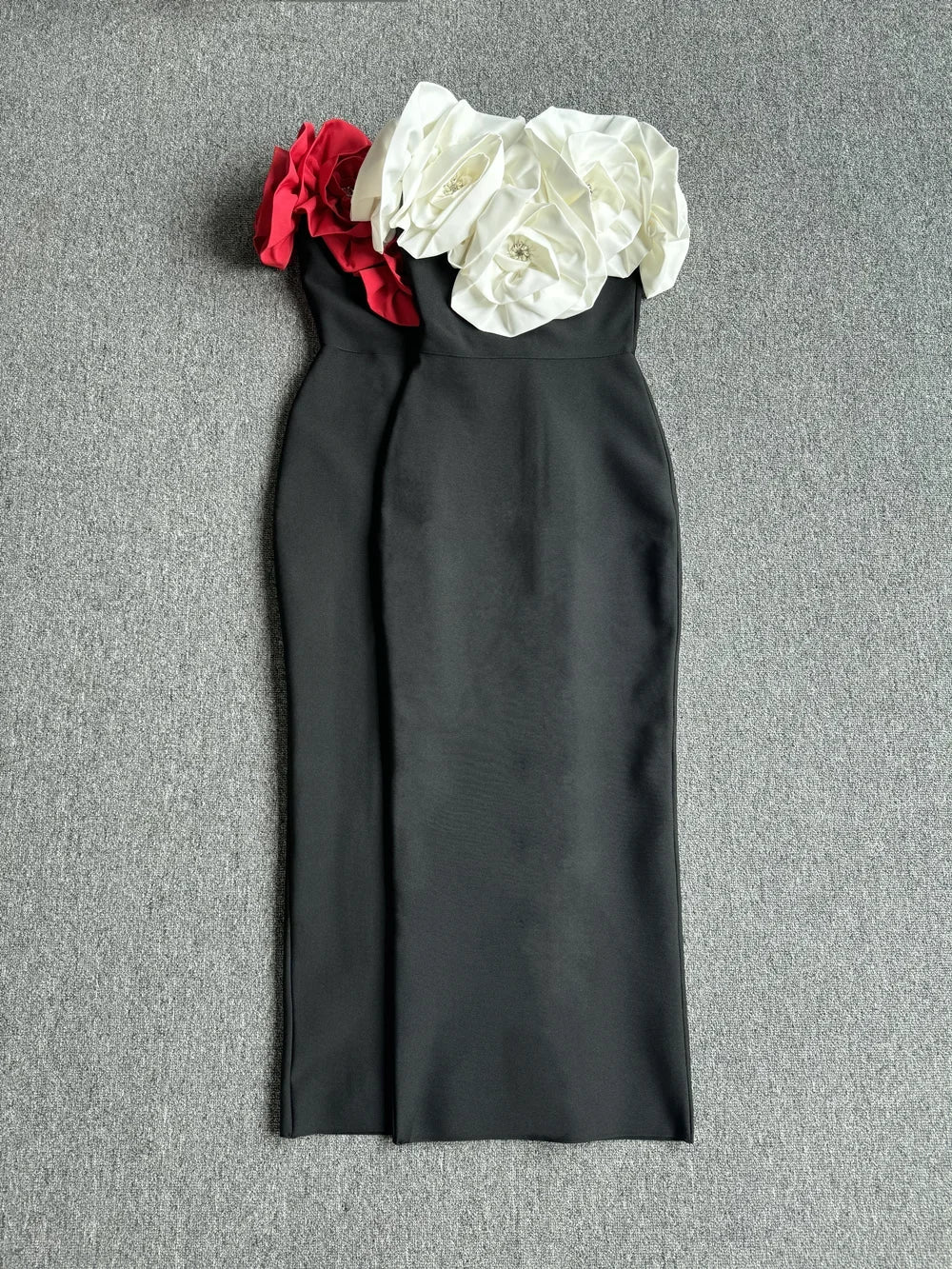 2024 High Quality Summer Women's New Black Sexy One Shoulder Dress with High Quality 3D Flower Decoration Slim Fit Bandage Dress