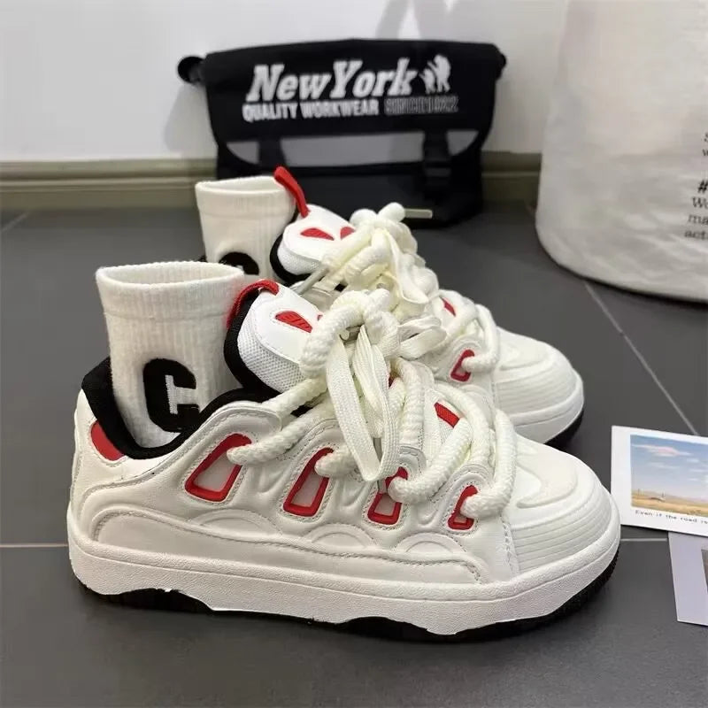 White Fashion Womens Sports Shoes Street Student Casual Platform Sneakers Running Harajuku Comfortable New Ladies Shoes